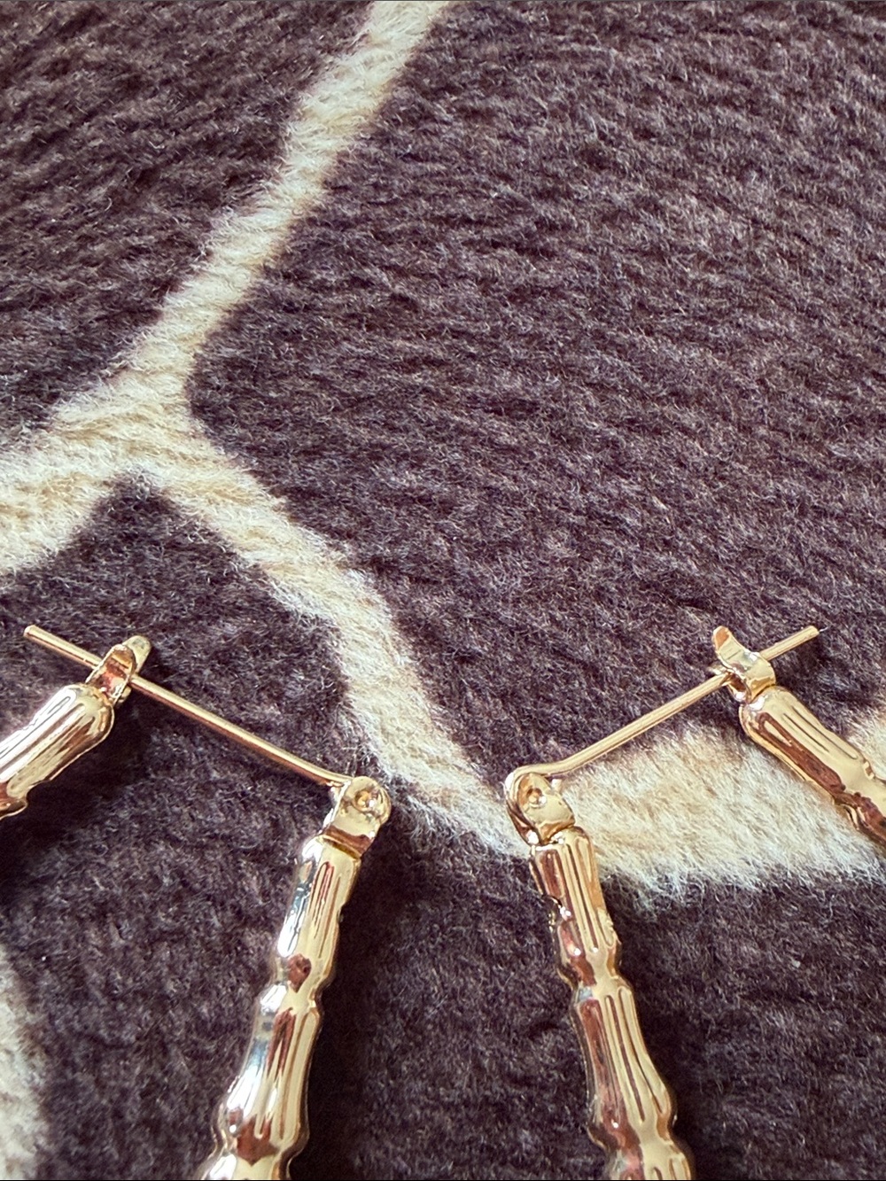 Vintage 90’s Gold Tone Bamboo Earrings - Picture 2 of 4